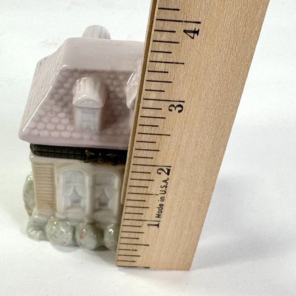 Porcelain Pastel Cottage with Hinged Lid for Trinkets or Rings